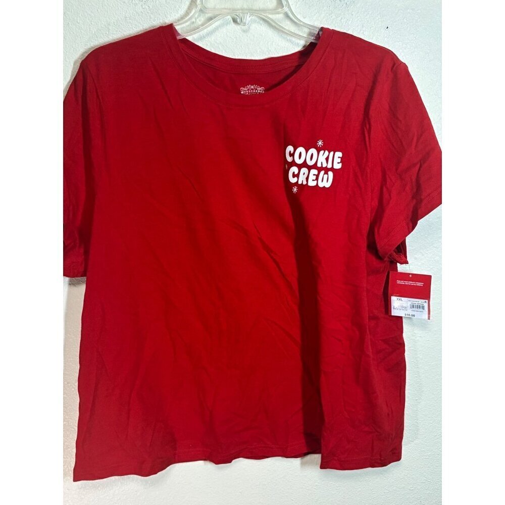NWT Cookie Crew T-Shirt Casual Short Sleeve Christmas Red Size XXL